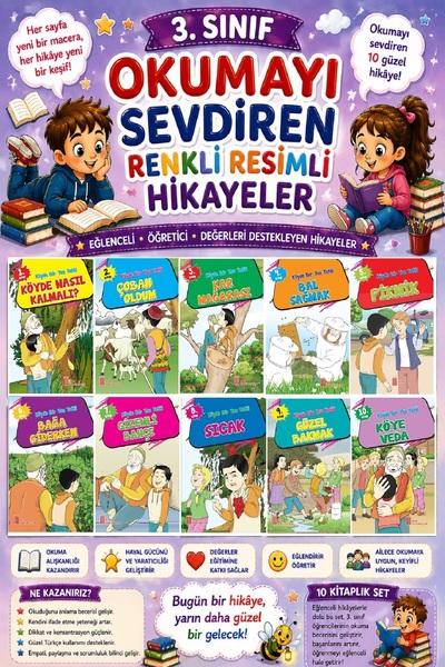 Ata Yayıncılık 3.Sınıf Okumayı Sevdiren Renkli Resimli Hikayeler 12 - 10 Kitap