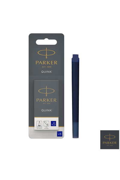 Parker Set of 5 Blue Ink Cartridges, Long, For Parker Pens, for long writing