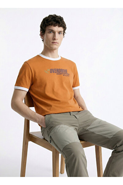 Discovery Expedition D6SM-TST3709 Turuncu Bisiklet Relaxed Baskılı Erkek T-Shirt