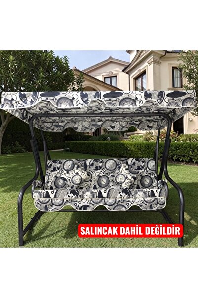 kapella 3 Kişilik Lüks Salıncak Kılıf Seti Mindersiz Dünya Saat Desen 164*47