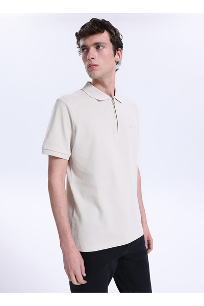 Mustang Bej Erkek Polo T-Shirt M6SM-TST1580