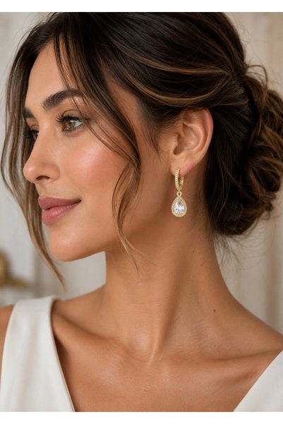 Liacharm Vip Series Bronze Earrings - Luxury Drop Model with Anti-Allergic Zircon Stone