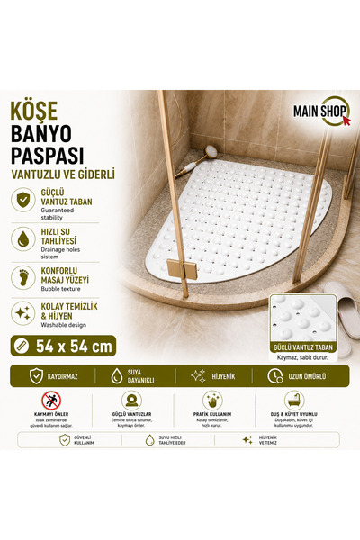 MAİN SHOP Covoraș de baie cu ventuză și covoraș antiderapant pentru cabină de...