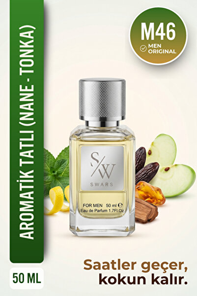 Swars Parfüm M46 Erkek Parfüm Aromatik Odunsu Edp 50 ML Nane Tonka Fasulyesi ...