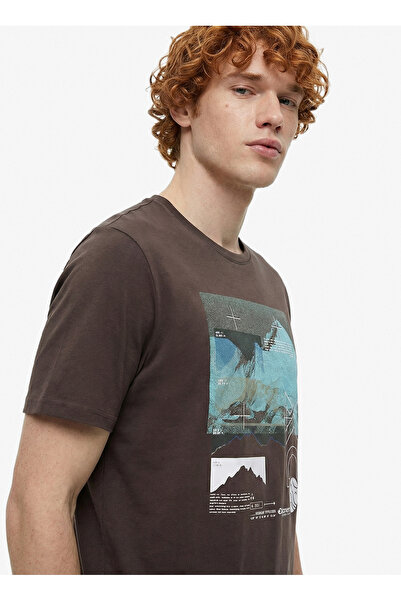 Discovery Expedition D6SM-TST3780 Kahve Bisiklet Yaka Relaxed Fit Erkek T-Shirt