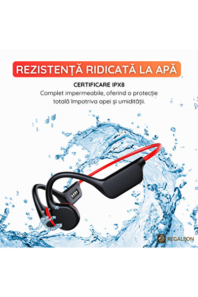 Regaleon Casti Conductie Osoasa REGALEON®, Wireless Bluetooth 5.3, IPX8 Rezis...