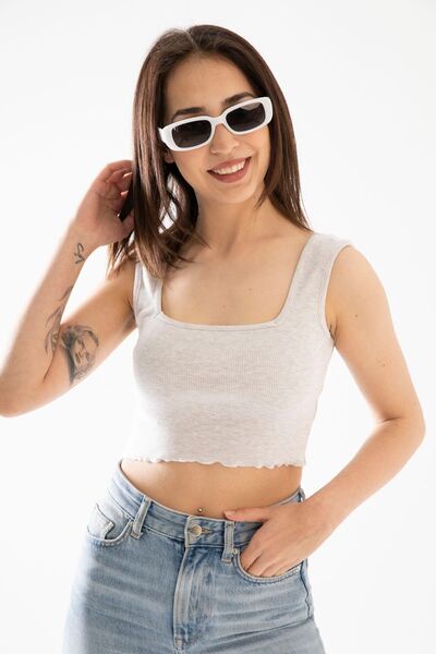 Mood Lab Camisole de damă, cu decolteu în U, crop top