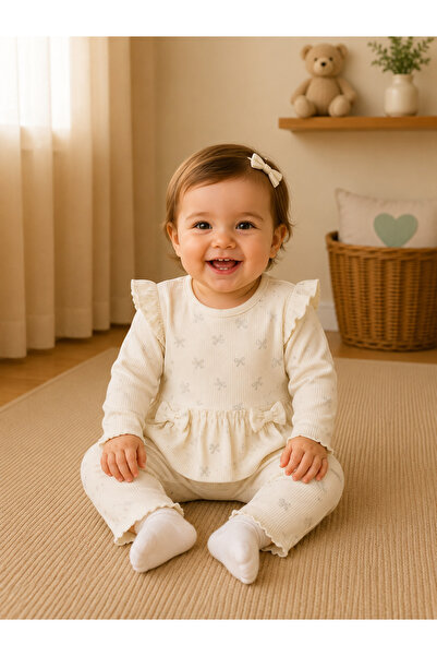 andywawa Girl's 2-Piece Set Ecru