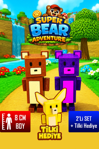 YAGLİZ Super Bear Adventures Süper Ayı 3D Figür Oyuncak 8 CM