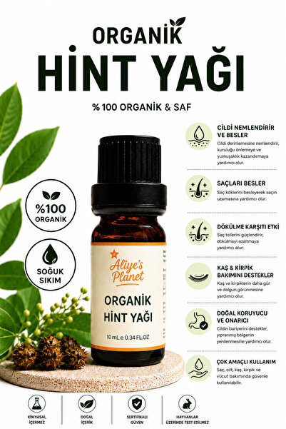 Aliye's Planet %100 Organik Hint Yağı (Castor Oil) - Soğuk Sıkım Organik Sert...