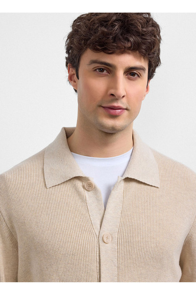 Back And Bond Beige Men's Regular Fit Cardigan B35W40021