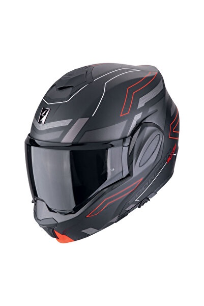 Scorpion Exo-Tech Evo Conquer Çene Açılabilir Motosiklet Kaskı Mat Siyah Kırmızı