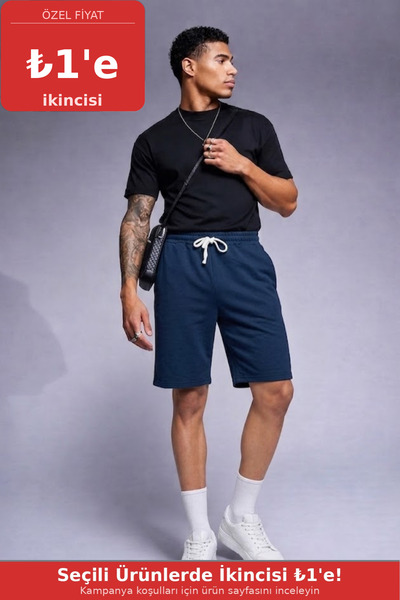 COMBİNE MİCHAİL Erkek Comfort Fit Diz Üstü Lacivert Şort