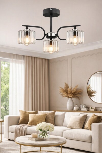 ESSLİGHT NEHİR 3’LÜ AVİZE KRİSTAL TAŞLI DEKORATİF AYDINLATMA