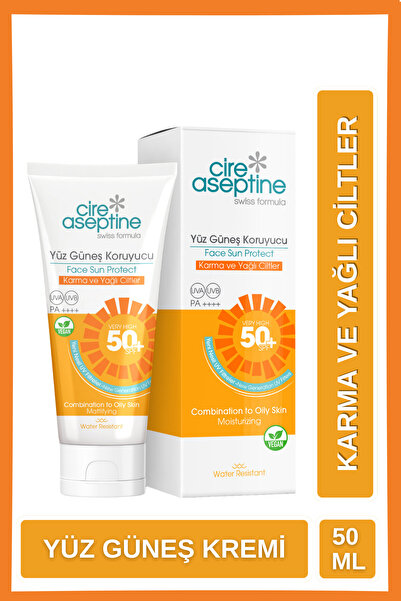 CIRE ASEPTINE Yüz Güneş Koruyucu Karma ve Yağlı Ciltler 50 Spf 50 ml