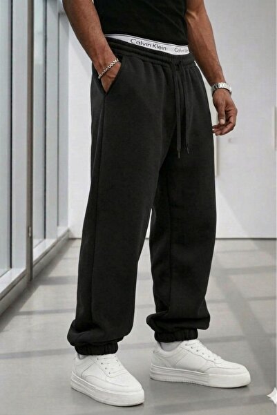 NO 601 Men's Black Thick Fleece Lined Jogger Sweatpants 3 Thread Count