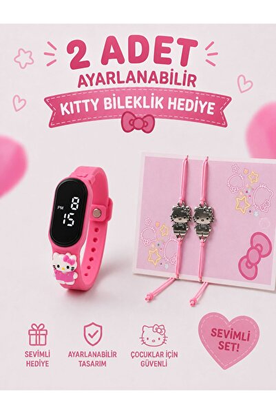 Ct Kız Çocuk Saati - Figürlü Dijital Led Kız Çocuk Kol Saati - Pembe - Takvim...
