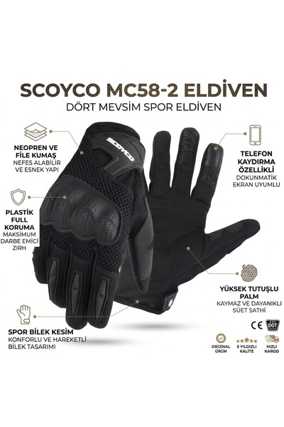 Scoyco MC58 YAZLIK ELDİVEN SİYAH