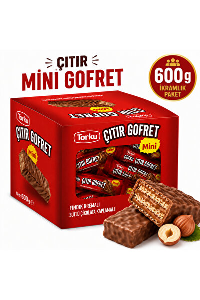 Torku Çıtır Mini Gofret Fındık Kremalı Sütlü Çikolata Kaplı İkramlık Atıştırm...