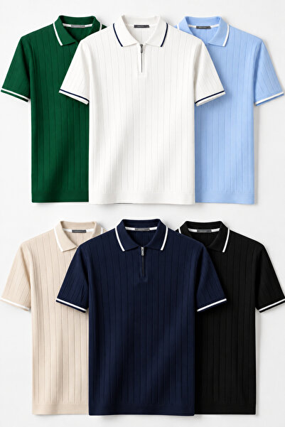 legends butik Erkek Fitilli Triko Polo Yaka Tişört 6’lı Set – Terletmeyen Pam...