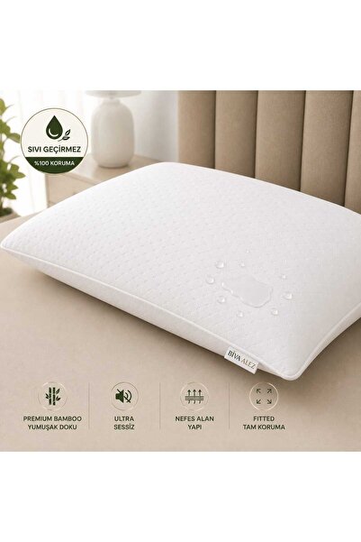 BİVA Bamboo Sıvı Geçirmez visco Yastık Alezi Fermuarli kapitoneli Yastık Yüzü...
