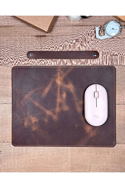 Fil Deri Genuine Leather Stitched and Snap-Fastened Roll Design Office Mousepad