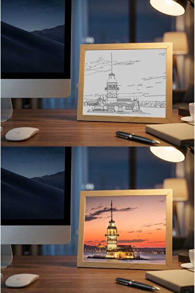 TABLOXY Hediyelik | Dekoratif LED Masaüstü Tablo KIZ KULESİ backlit art ışıklı