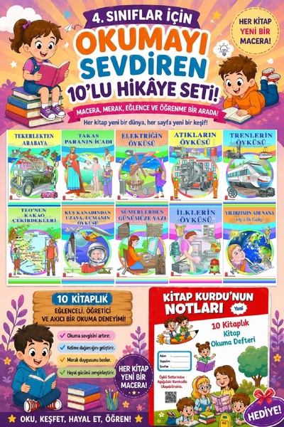 Ata Yayıncılık 4.Sınıflar İçin Okumayı Sevdiren 10 lu Hikaye Seti 3 (Kitap Ok...