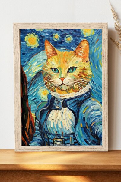 Luna Marissa Αφίσα Cat Van Gogh - Αφίσα τοίχου από γυαλιστερό χαρτί χωρίς πλα...