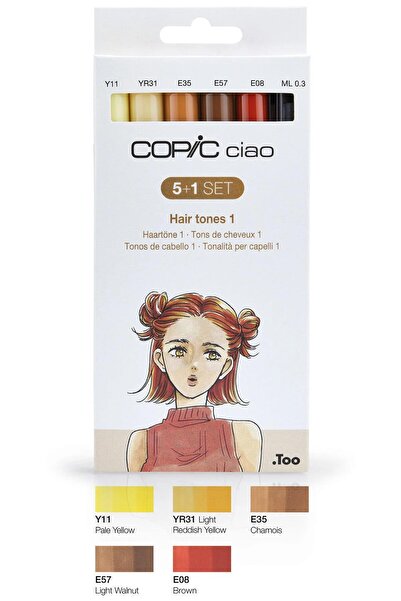 Copic CIAO 5+1 SET HAIR TONES 1, 6 PCS