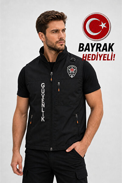 ARTHUR Erkek Özel Güvenlik Yeleği - Nakış İşlemeli 3 Cepli Su İtici Yazlık Gü...