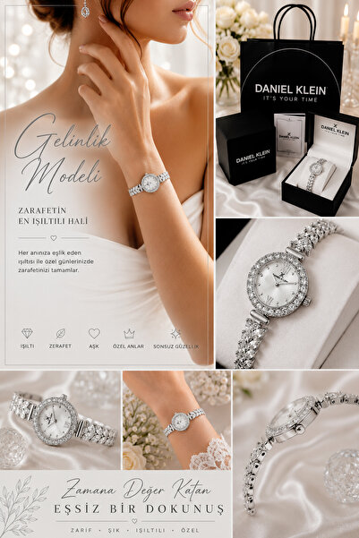 Daniel Klein Wedding Dress Model Zircon Stone Silver Color Women's Watch - St...