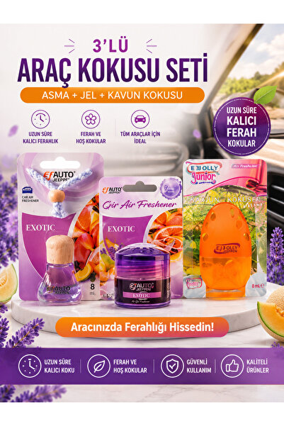 AutoDeepen 3’lü Oto Araç Kokusu Seti – Asma, Jel ve Kavun Kokusu Uzun Süre Ka...