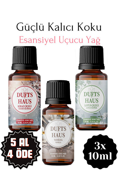 duftshaus Kiraz Çiçeği Vanilya Lotus Saf Esansiyel Uçucu Buhurdanlık Yağı Dif...