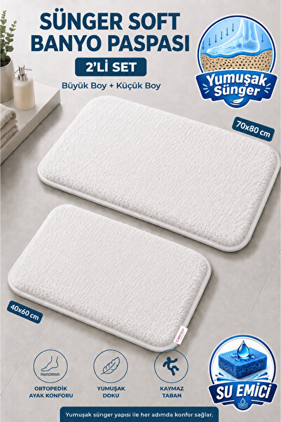 Carpetella Set de covorașe de baie groase, absorbante de apă, cu burete de 1,...
