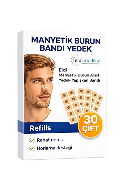 ELDİ MANYETİK BURUN AÇICI YEDEK YAPIŞKAN BANDI,30 çift (30 Günlük),Horlama, B...