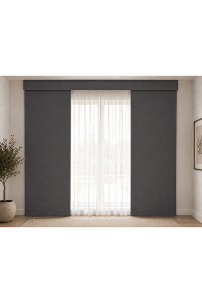 S&H Solis tekstil Antrasit,1/1 Pilesiz %100 Işık Geçirmez Blackout-İçi Siyah ...