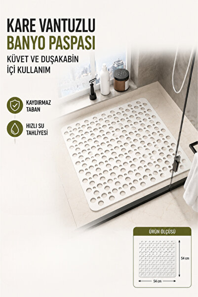 isgstore Covoraș de duș pătrat cu ventuză Main Shop - 54x54 cm Covoraș de bai...