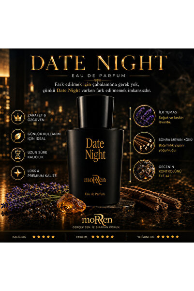 Date Night Erkek Parfümü EDP - Yoğun Baharatlı ve Odunsu Kalıcı Koku 50 ml