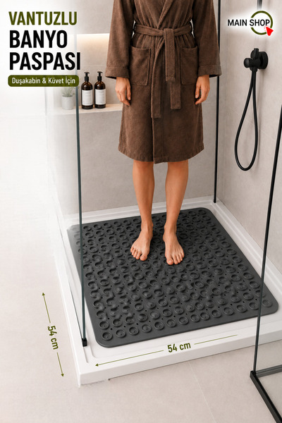 MAİN SHOP 1 Adet Kare Masajlı Vantuzlu Yapışır Silikon Banyo & Duş Kaydırmazı...