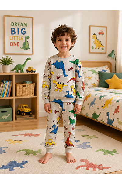 Pajama Shop Set de pijamale de iarnă cu mâneci lungi, din bumbac, culoare gri...