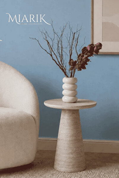 MIARIK DESIGN Traverten Mermer Bronte Yan Sehpa , Masa , Orta Sehpa , Zigon