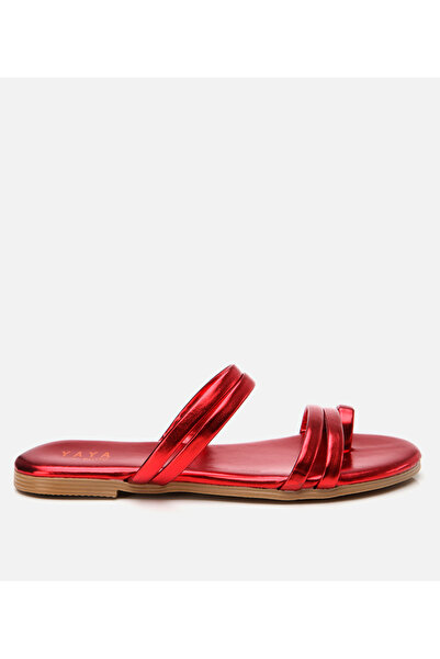 Hotiç Women's Red Yaya Shiny Flat Slippers