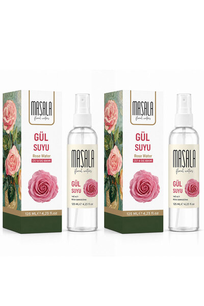 Masala 2 Adet Saf Gül Suyu 125 Ml %100 Doğal Yağlı Hidrosol - Tonik Rose Flor...