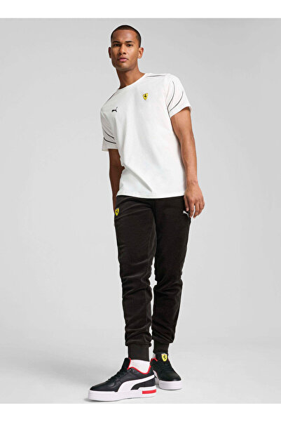 Puma 62704504 Ferrari Race MT7 Tee Beyaz Erkek Regular Fit Düz T-Shirt