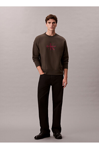 Calvin Klein Jeans Haki Erkek Relaxed Baskılı Sweatshirt LV04RD234GPAR LS PRE...