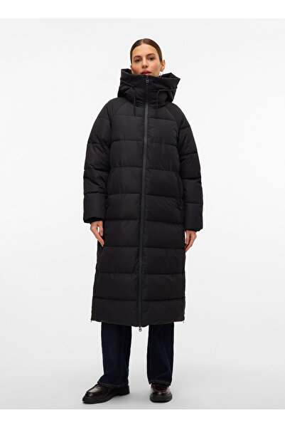 Vero Moda Siyah Kadın Normal Mont VMELANOR LAURIE LONG COAT WRP GA BO