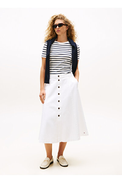Tommy Hilfiger Damen-T-Shirt aus gestreifter Baumwolle mit Rundhalsausschnitt...