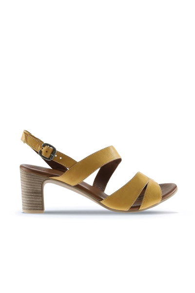 Bueno Shoes Sandale cu toc pentru femei din piele galbenă 01wq8503