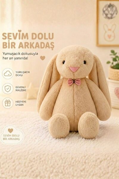 Sole Uyku Arkadaşım Papyonlu Uzun Kulak Bunny Peluş Tavşan 65 Cm